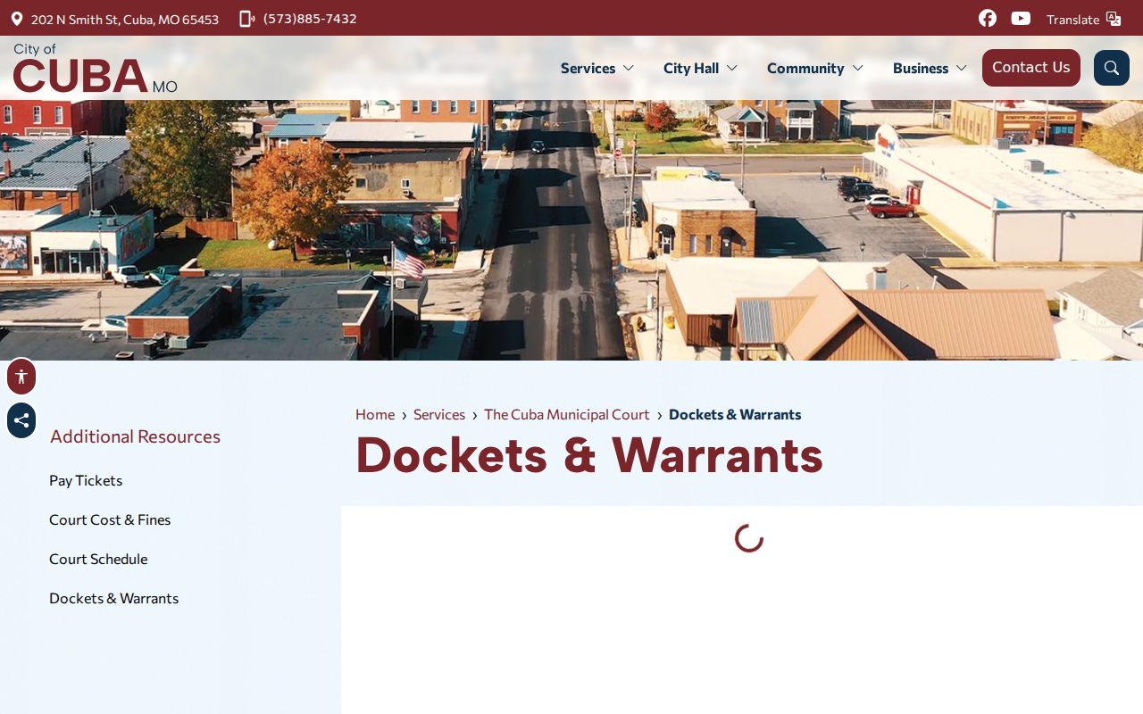 Cuba Municipal Court docket and outstanding warrant summary controls
