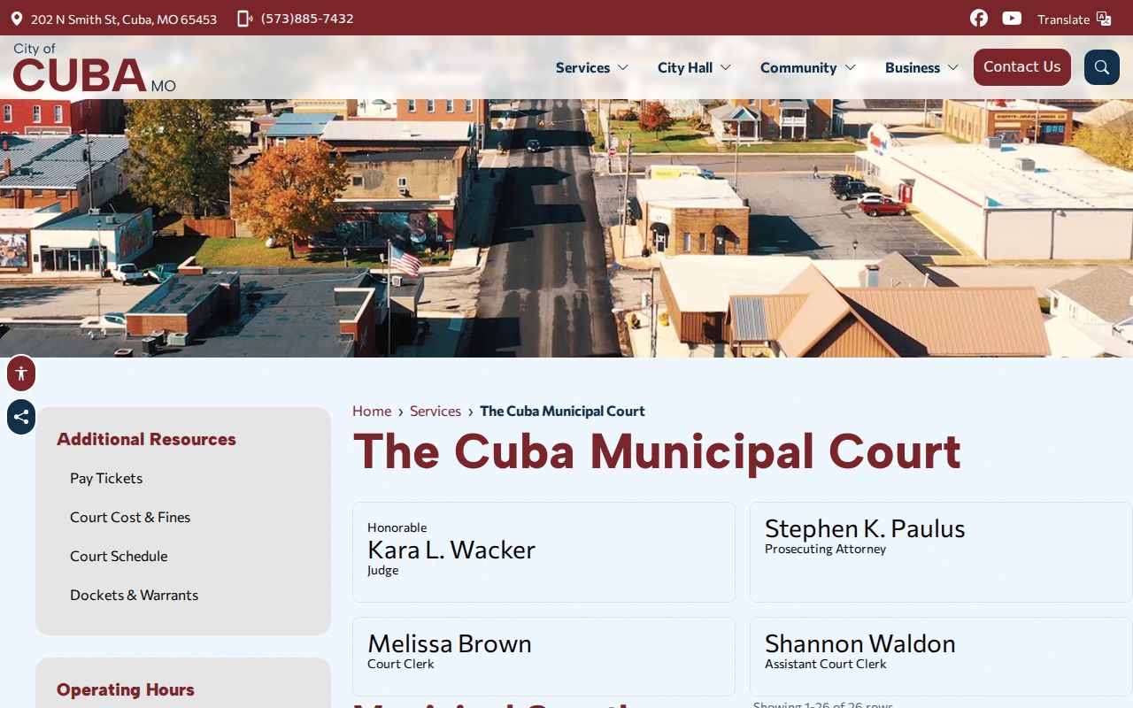 Cuba Municipal Court contact and mandatory appearance information